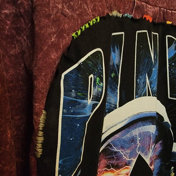 Upcycled Pink Floyd Band Tee Mineral Washed Shirt Jacket, size 2X - Picture 4 of 8